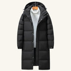Griffin | Men's Hooded Longline Puffer Coat, Windproof Autumn Coat | My Sweet Wardrobe