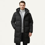 Griffin | Men's Hooded Longline Puffer Coat, Windproof Autumn Coat | My Sweet Wardrobe