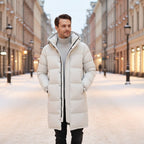 Griffin | Men's Hooded Longline Puffer Coat, Windproof Autumn Coat | My Sweet Wardrobe