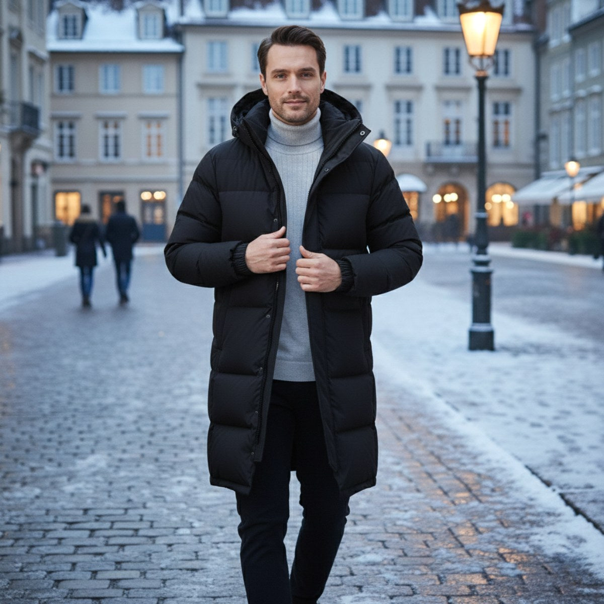Griffin | Men's Hooded Longline Puffer Coat, Windproof Autumn Coat | My Sweet Wardrobe