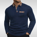 Günter | Men's Waffle-Piqué Polo Shirt with Check Pattern, Classic Polo Shirt | My Sweet Wardrobe | Blue