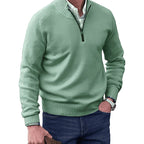 Gustav | Men's Knit Jumper with Zip and Stand Collar, Long-Sleeve Jumper | My Sweet Wardrobe | Black