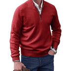 Gustav | Men's Knit Jumper with Zip and Stand Collar, Long-Sleeve Jumper | My Sweet Wardrobe | Black