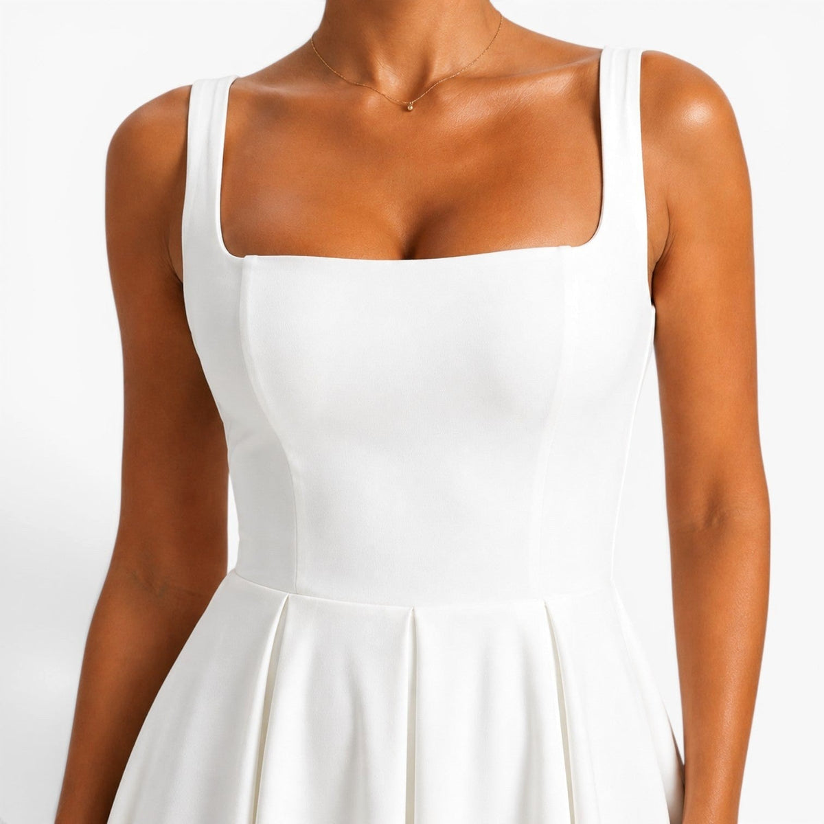 Alexandra | Women's Pink Square-Neck Midi Dress, Sleeveless Occasion Dress | My Sweet Wardrobe