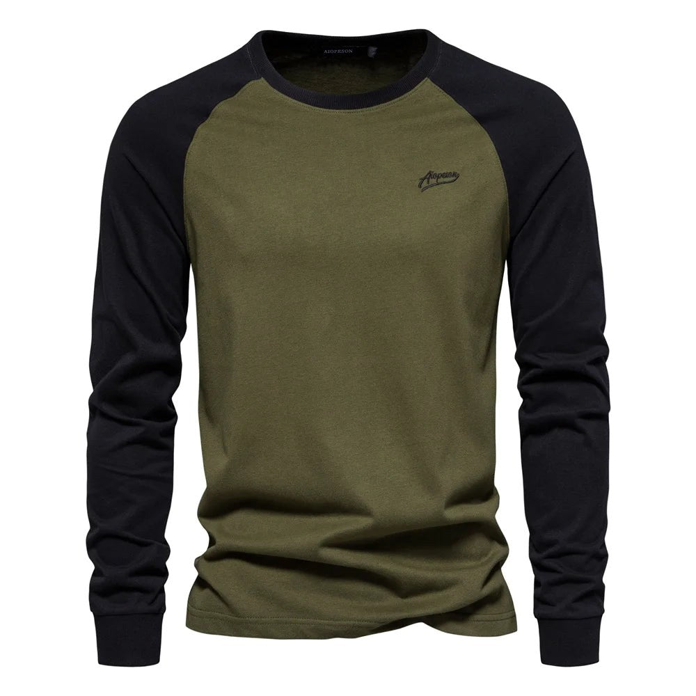 Hannes | Men's Long-Sleeve Shirt with Contrast Detail, Sporty Long-Sleeve Shirt | My Sweet Wardrobe | Green