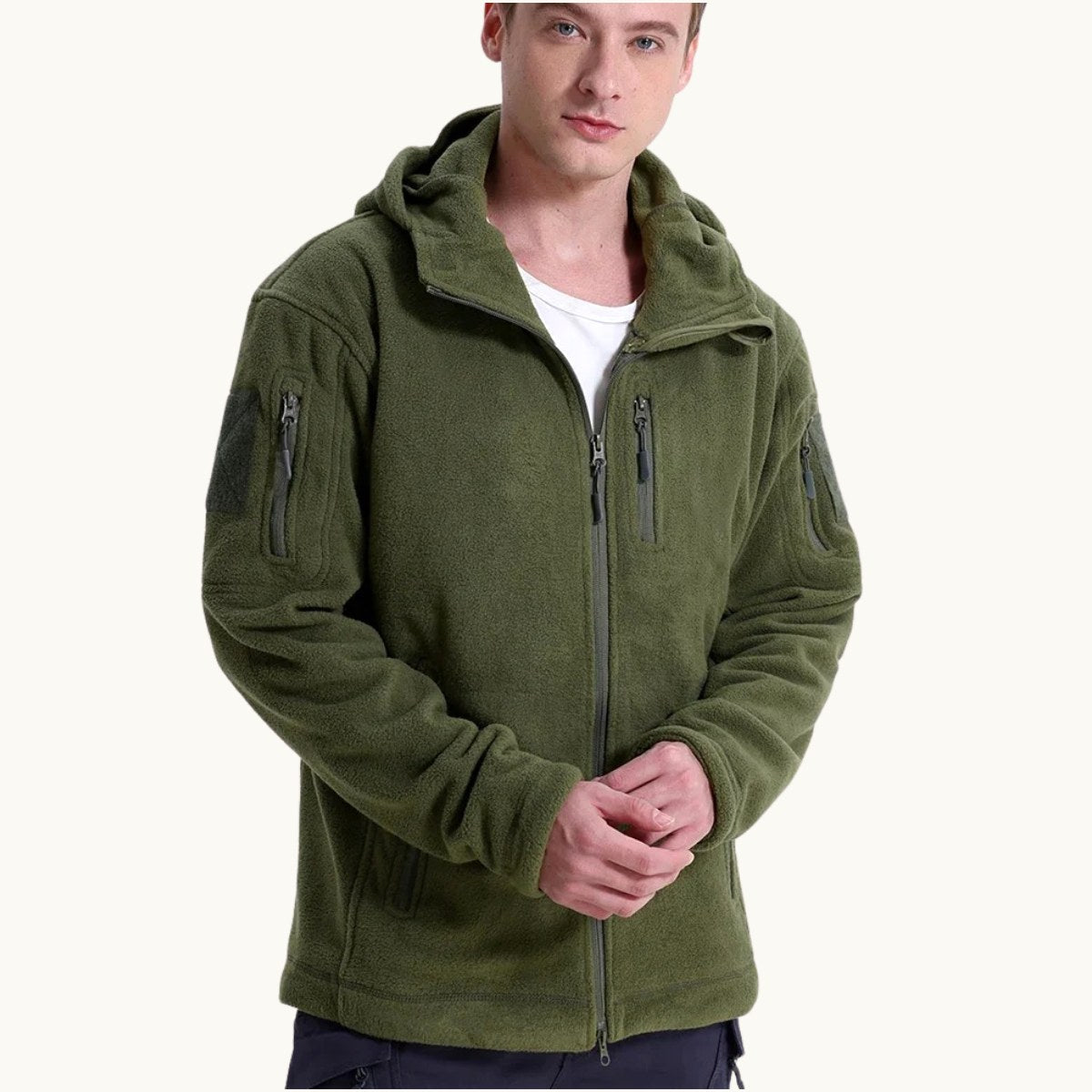 Harrison | Men's Warm Tactical Fleece Jacket, Hooded Outdoor Jacket | My Sweet Wardrobe | Black