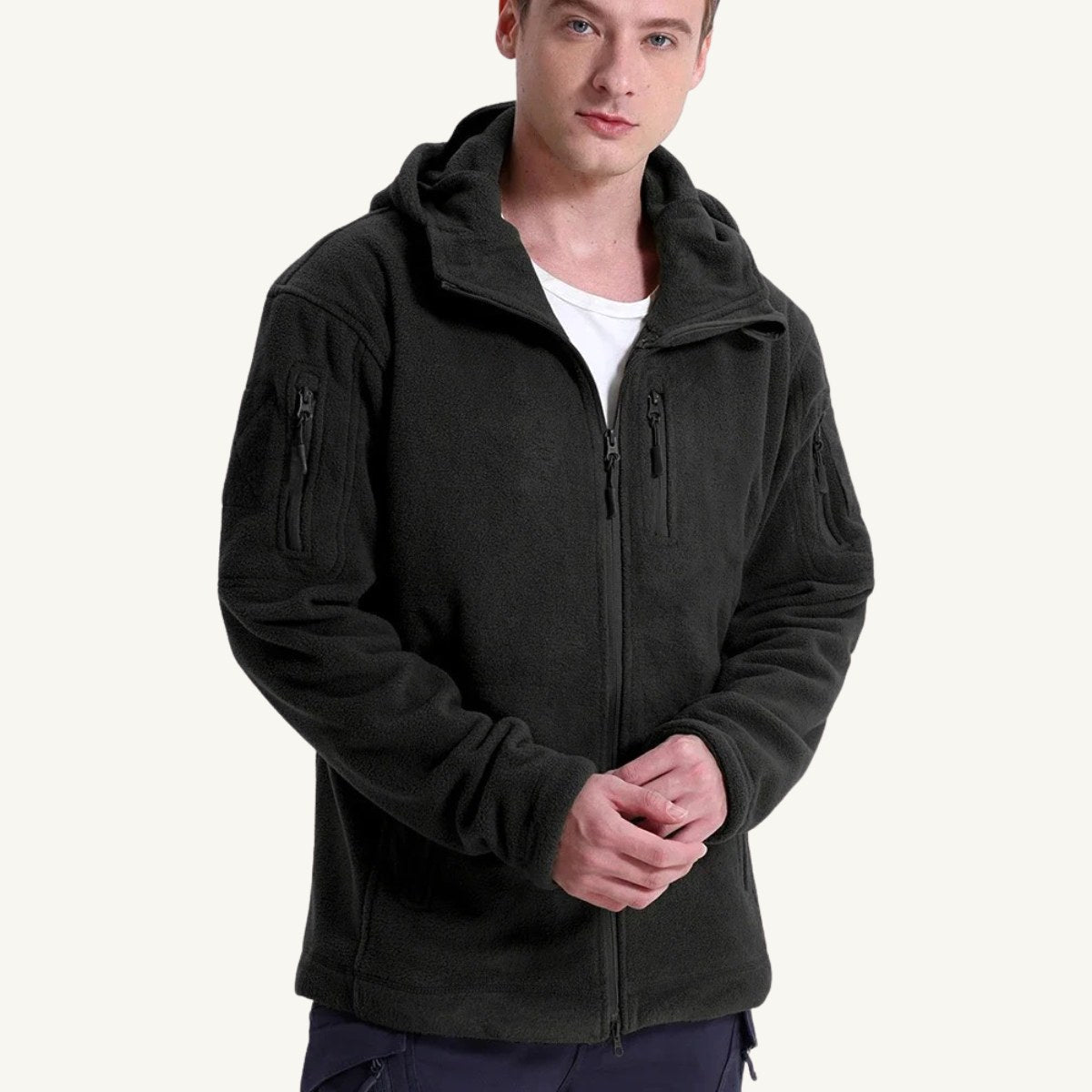 Harrison | Men's Warm Tactical Fleece Jacket, Hooded Outdoor Jacket | My Sweet Wardrobe | Army Green