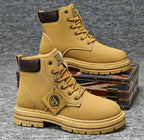 Harry | Men's Leather Lace-Up Work Boots, High-Top Construction Boots | My Sweet Wardrobe | Brown