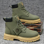 Harry | Men's Leather Lace-Up Work Boots, High-Top Construction Boots | My Sweet Wardrobe | Green