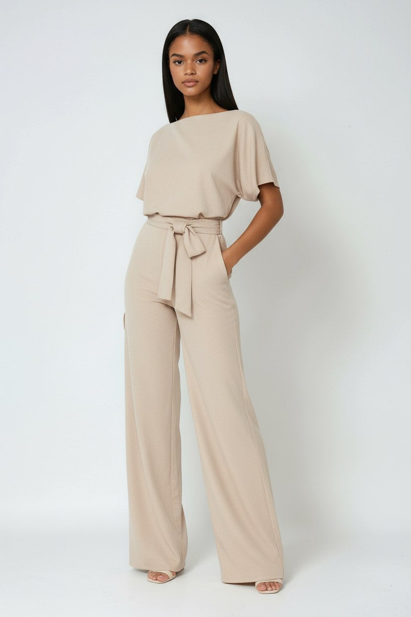 Heidi | Women's Wide-Leg Jumpsuit with Waist Tie – an Elegant One-Piece | My Sweet Wardrobe