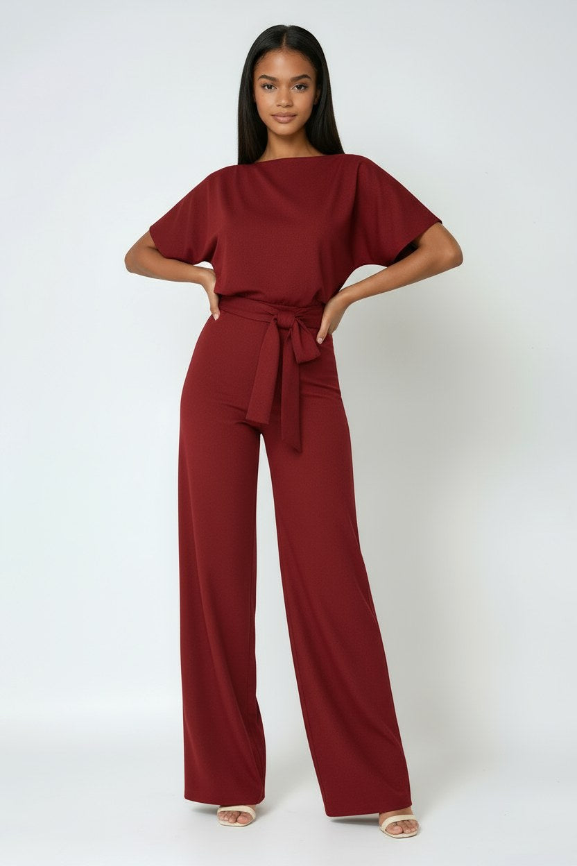 Heidi | Women's Wide-Leg Jumpsuit with Waist Tie – an Elegant One-Piece | My Sweet Wardrobe