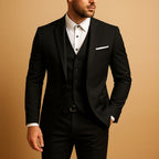 Heinrich | Men's Slim Fit Three-Piece Suit, Wedding Suit with Waistcoat | My Sweet Wardrobe | Black