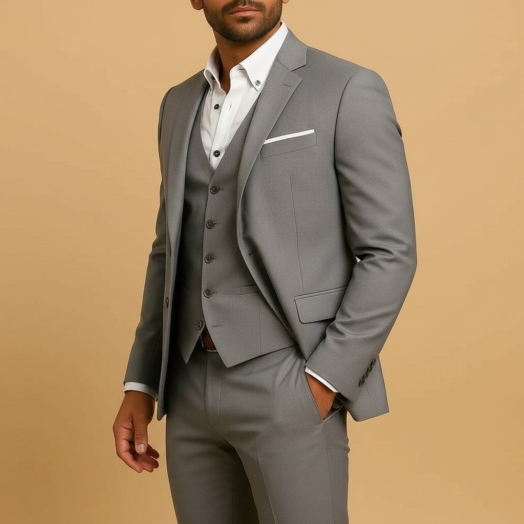 Heinrich | Men's Slim Fit Three-Piece Suit, Wedding Suit with Waistcoat | My Sweet Wardrobe | Black