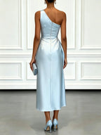 Helen | Women's Satin One-Shoulder Maxi Dress, Elegant Evening Gown | My Sweet Wardrobe