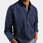 Henry | Men's Tailored Cotton Shirt, Smart Everyday Shirt | My Sweet Wardrobe | Navy Blue