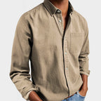 Henry | Men's Tailored Cotton Shirt, Smart Everyday Shirt | My Sweet Wardrobe | Khaki
