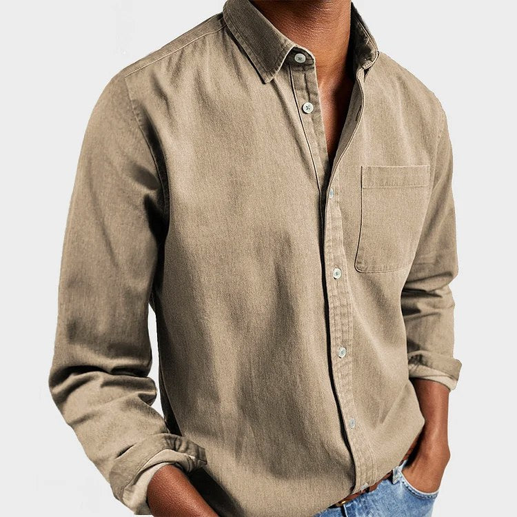 Henry | Men's Tailored Cotton Shirt, Smart Everyday Shirt | My Sweet Wardrobe | Khaki