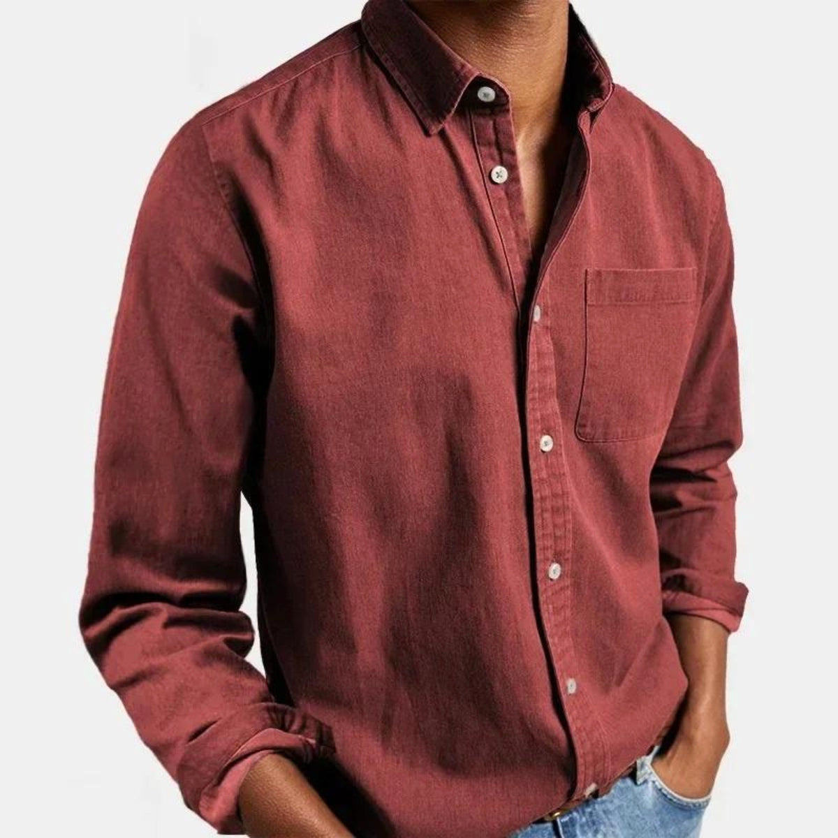 Henry | Men's Tailored Cotton Shirt, Smart Everyday Shirt | My Sweet Wardrobe | Red