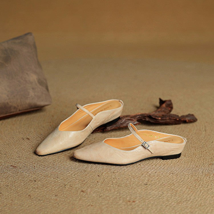 Holly | Women's Leather Mary Jane Mules, Pointed Toe Comfort Shoes | My Sweet Wardrobe