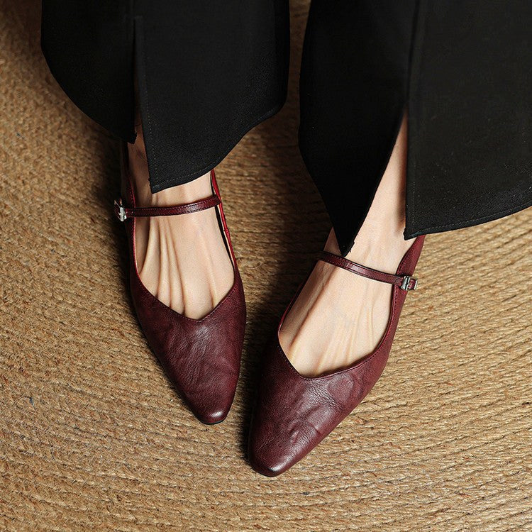 Holly | Women's Leather Mary Jane Mules, Pointed Toe Comfort Shoes | My Sweet Wardrobe