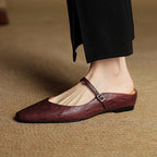 Holly | Women's Leather Mary Jane Mules, Pointed Toe Comfort Shoes | My Sweet Wardrobe