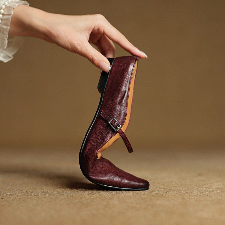 Holly | Women's Leather Mary Jane Mules, Pointed Toe Comfort Shoes | My Sweet Wardrobe