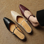 Holly | Women's Leather Mary Jane Mules, Pointed Toe Comfort Shoes | My Sweet Wardrobe