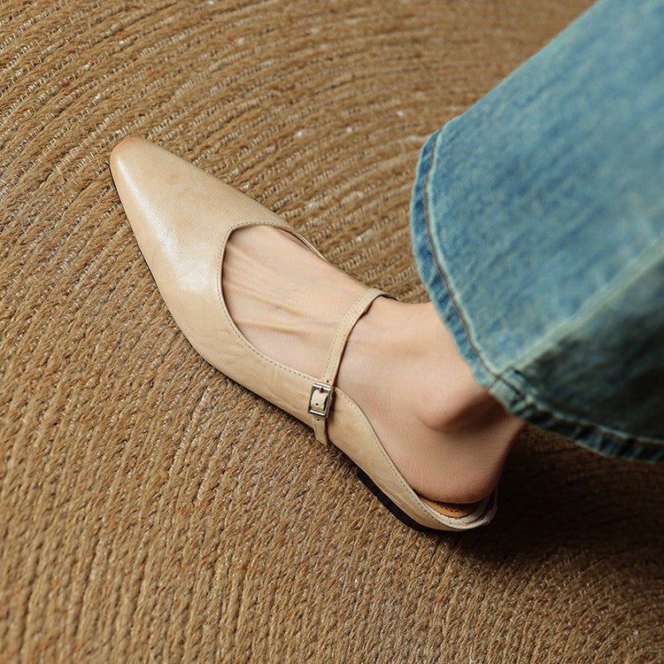 Holly | Women's Leather Mary Jane Mules, Pointed Toe Comfort Shoes | My Sweet Wardrobe