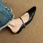 Holly | Women's Leather Mary Jane Mules, Pointed Toe Comfort Shoes | My Sweet Wardrobe