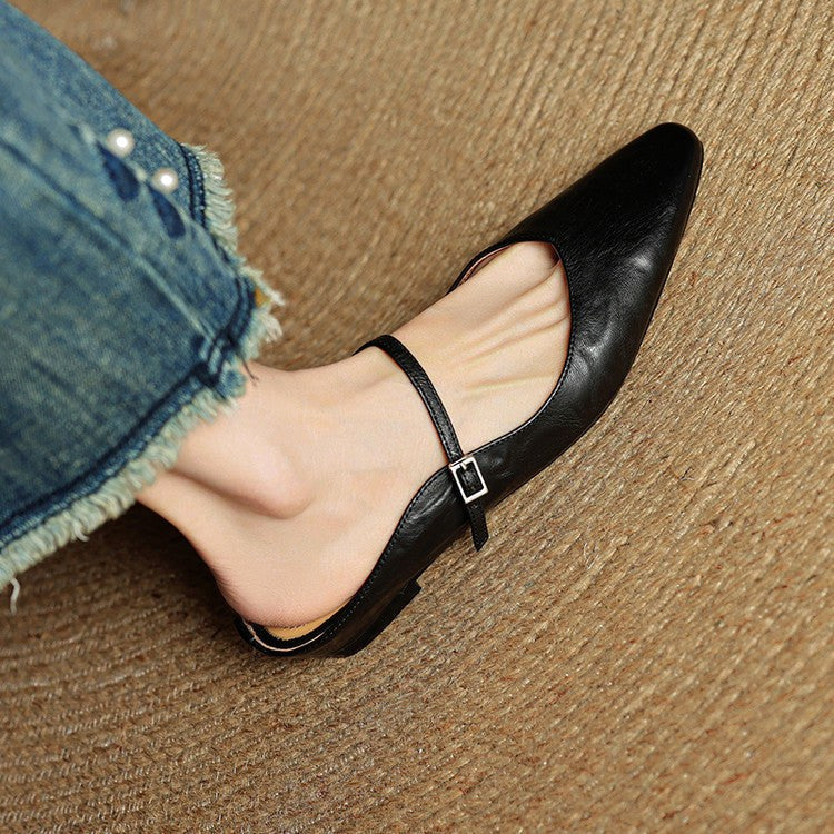 Holly | Women's Leather Mary Jane Mules, Pointed Toe Comfort Shoes | My Sweet Wardrobe
