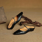 Holly | Women's Leather Mary Jane Mules, Pointed Toe Comfort Shoes | My Sweet Wardrobe