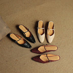 Holly | Women's Leather Mary Jane Mules, Pointed Toe Comfort Shoes | My Sweet Wardrobe