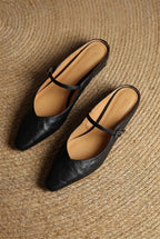 Holly | Women's Leather Mary Jane Mules, Pointed Toe Comfort Shoes | My Sweet Wardrobe