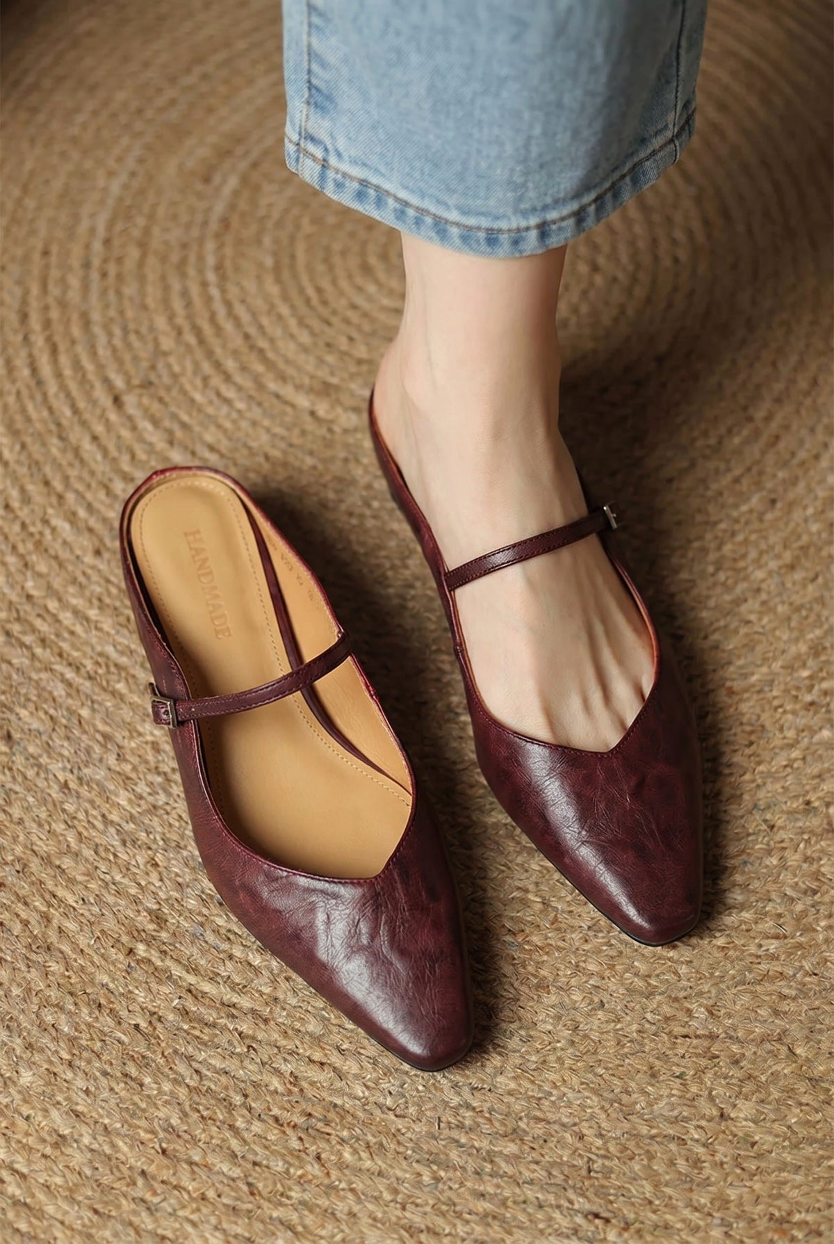 Holly | Women's Leather Mary Jane Mules, Pointed Toe Comfort Shoes | My Sweet Wardrobe