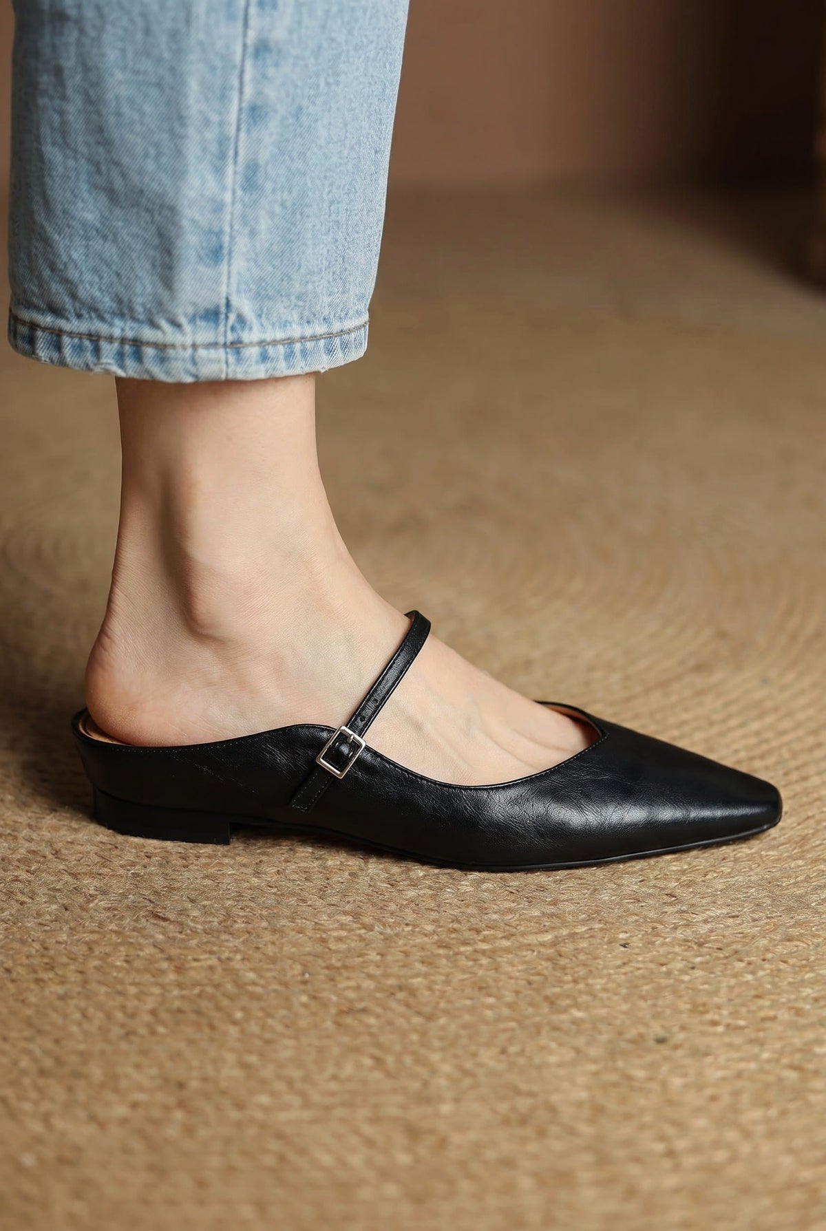 Holly | Women's Leather Mary Jane Mules, Pointed Toe Comfort Shoes | My Sweet Wardrobe