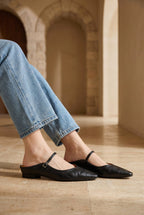 Holly | Women's Leather Mary Jane Mules, Pointed Toe Comfort Shoes | My Sweet Wardrobe
