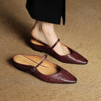 Holly | Women's Leather Mary Jane Mules, Pointed Toe Comfort Shoes | My Sweet Wardrobe