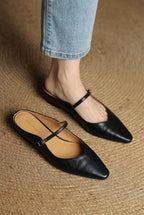 Holly | Women's Leather Mary Jane Mules, Pointed Toe Comfort Shoes | My Sweet Wardrobe