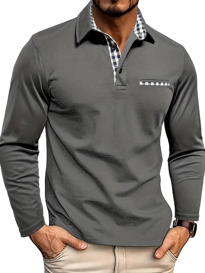 Ian | Men's Long-Sleeve Polo Shirt, Lightweight Everyday Polo | My Sweet Wardrobe