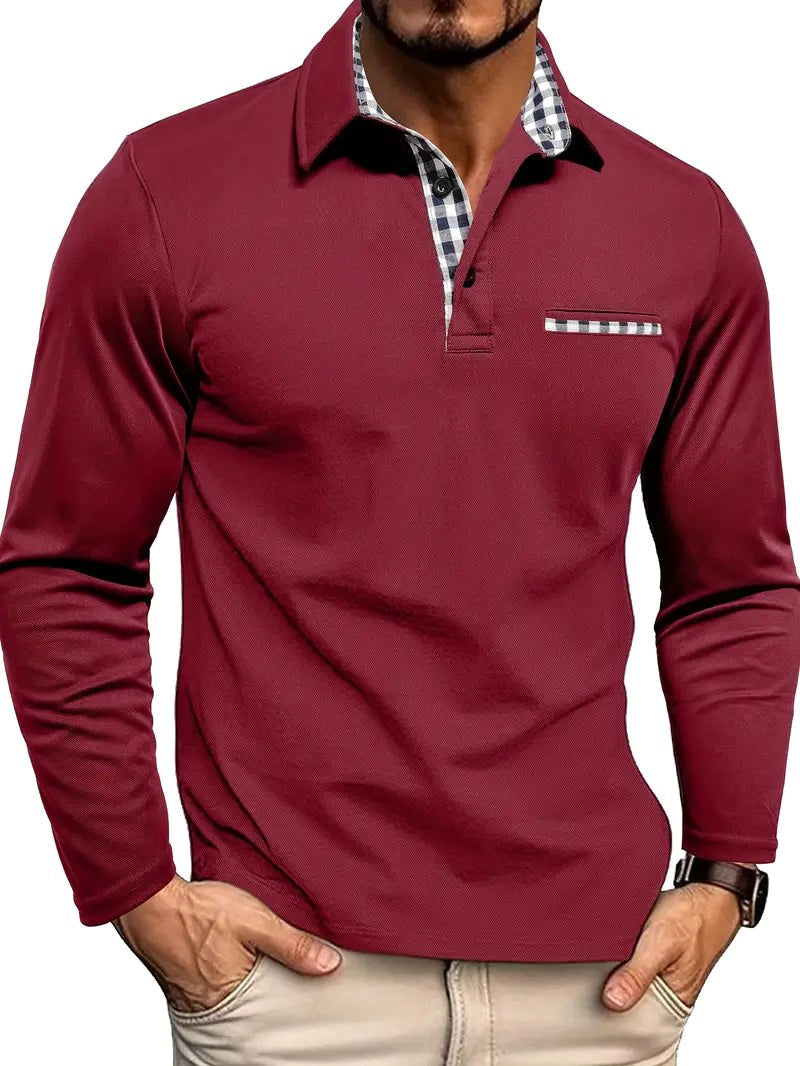 Ian | Men's Long-Sleeve Polo Shirt, Lightweight Everyday Polo | My Sweet Wardrobe