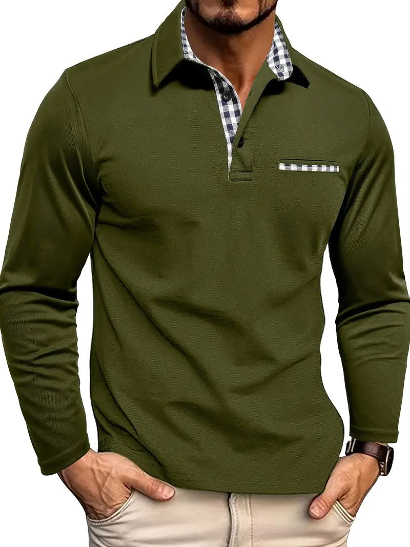 Ian | Men's Long-Sleeve Polo Shirt, Lightweight Everyday Polo | My Sweet Wardrobe