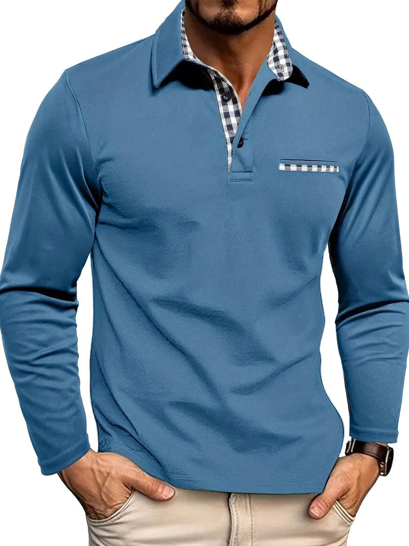 Ian | Men's Long-Sleeve Polo Shirt, Lightweight Everyday Polo | My Sweet Wardrobe