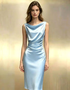 Ingrid | Women's Sleeveless Satin Midi Dress, Elegant Midi Dress | My Sweet Wardrobe