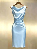 Ingrid | Women's Sleeveless Satin Midi Dress, Elegant Midi Dress | My Sweet Wardrobe