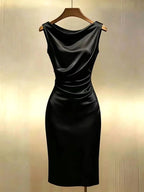 Ingrid | Women's Sleeveless Satin Midi Dress, Elegant Midi Dress | My Sweet Wardrobe