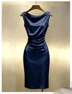 Ingrid | Women's Sleeveless Satin Midi Dress, Elegant Midi Dress | My Sweet Wardrobe