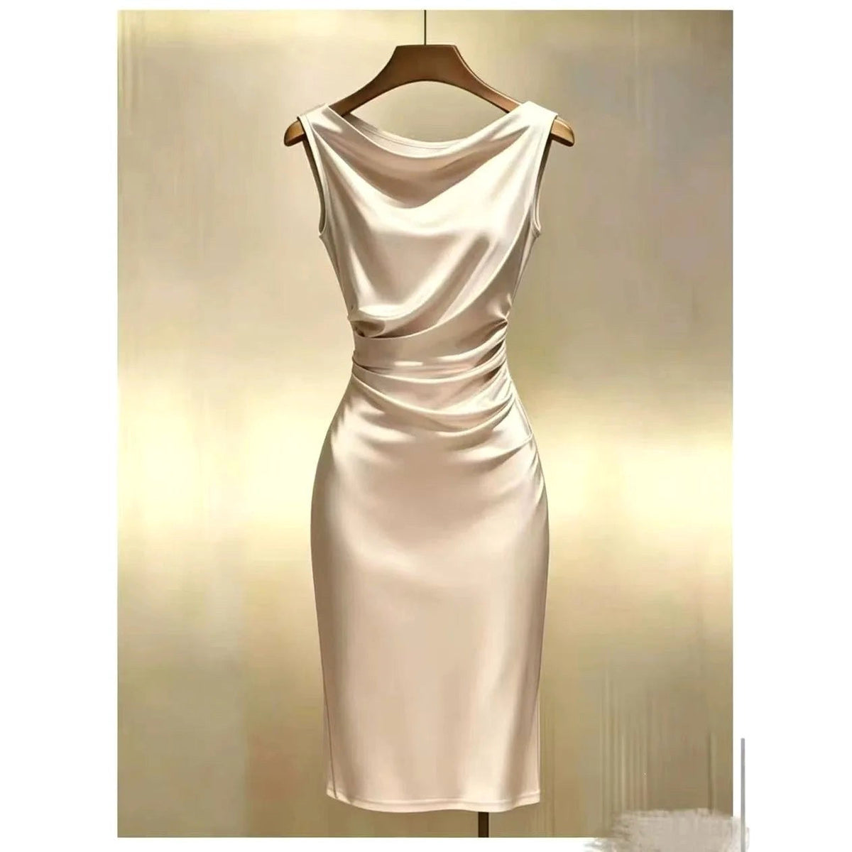 Ingrid | Women's Sleeveless Satin Midi Dress, Elegant Midi Dress | My Sweet Wardrobe