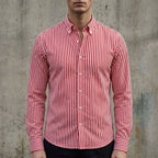 Isaac | Men's Striped Cotton-Blend Button-Up Shirt, Long-Sleeve Smart Casual Shirt | My Sweet Wardrobe