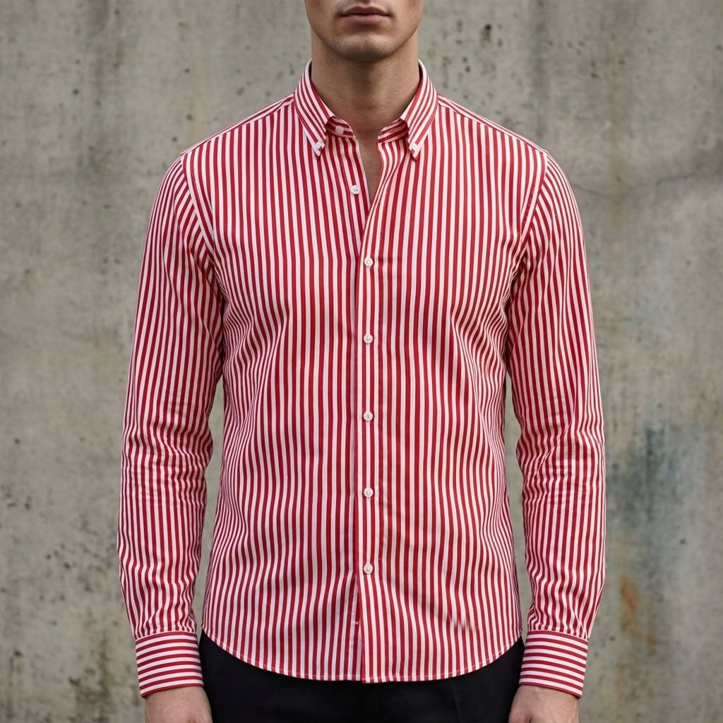 Isaac | Men's Striped Cotton-Blend Button-Up Shirt, Long-Sleeve Smart Casual Shirt | My Sweet Wardrobe