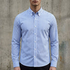 Isaac | Men's Striped Cotton-Blend Button-Up Shirt, Long-Sleeve Smart Casual Shirt | My Sweet Wardrobe